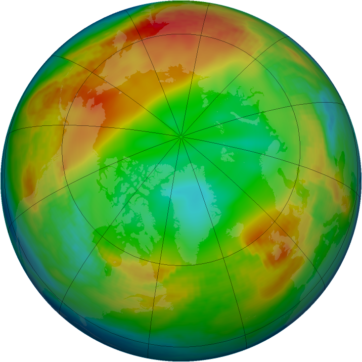 Arctic ozone map for 02 January 1986